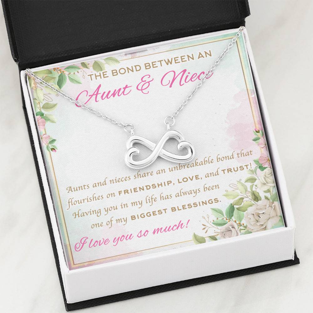 The Bond Between An Aunt And Niece I Love You So Much Infinity Heart Pendant Necklace - Aunt And Niece Gifts The Bond Between An Aunt And Niece I Love You So Much Infinity Heart Pendant Necklace - Aunt And Niece Gifts