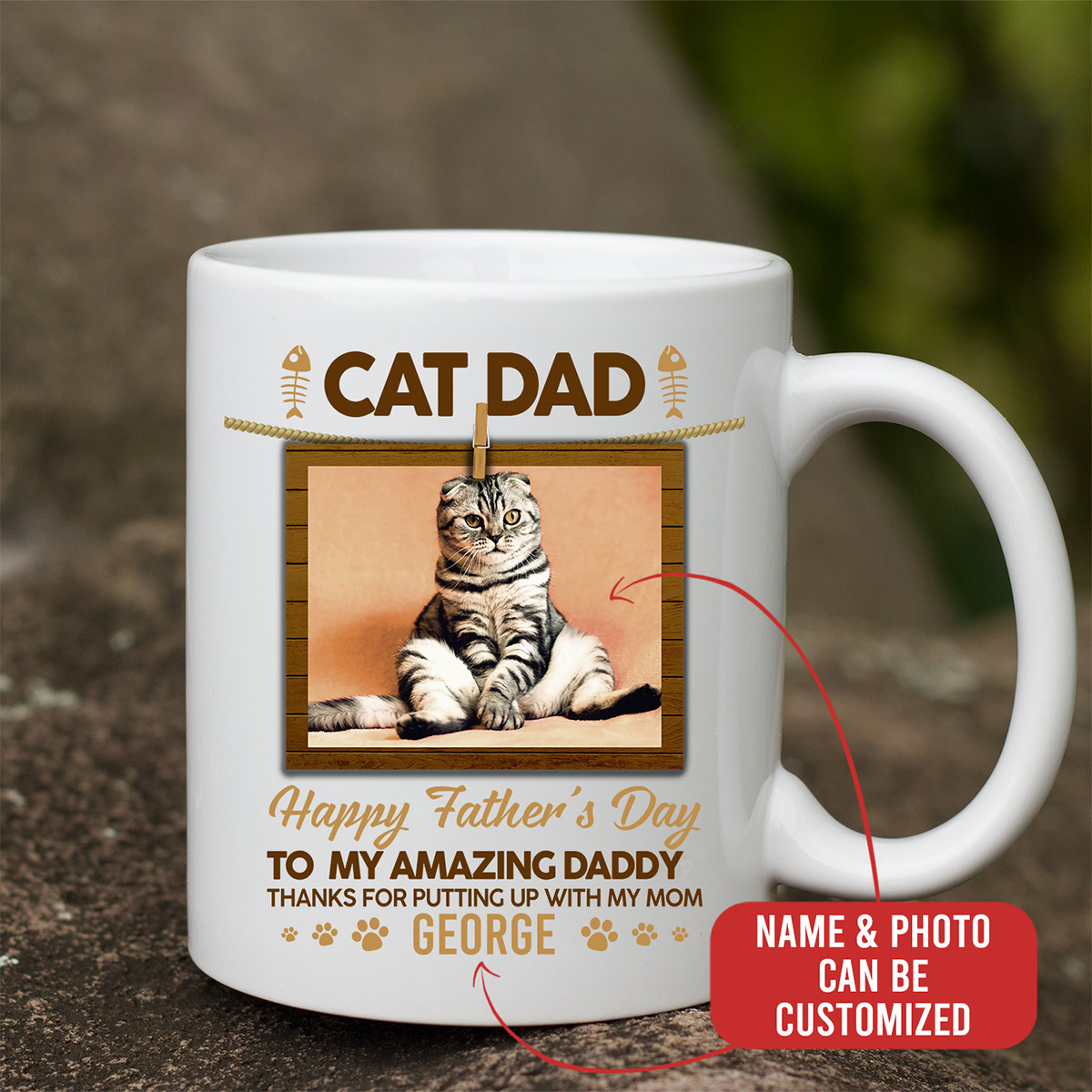 8VT. Cat Dad Happy Father Day mug mk3