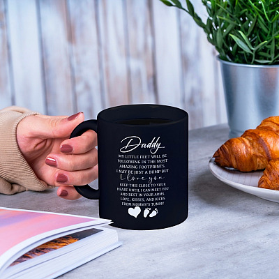 Alternative view of Father's Day Baby Bump Daddy My Little Feet I Love You Coffee Mug - Beer Stein - Water Bottle - Color Changing Mug