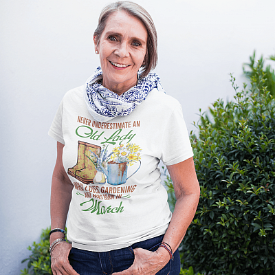Alternative view of Never Underestimate an Old Lady Who Loves Gardening and Was Born in March T-Shirt - V-Neck Tee