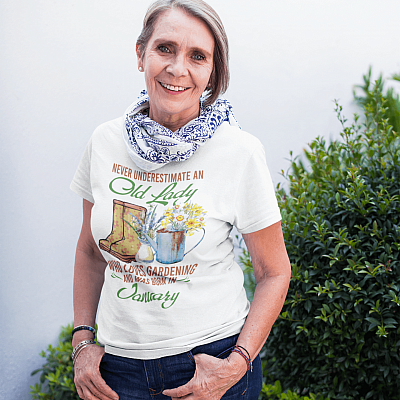 Alternative view of Never Underestimate an Old Lady Who Loves Gardening and Was Born in January T-Shirt - V-Neck Tee