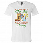 Personalized Never, White, V-Neck T-Shirt