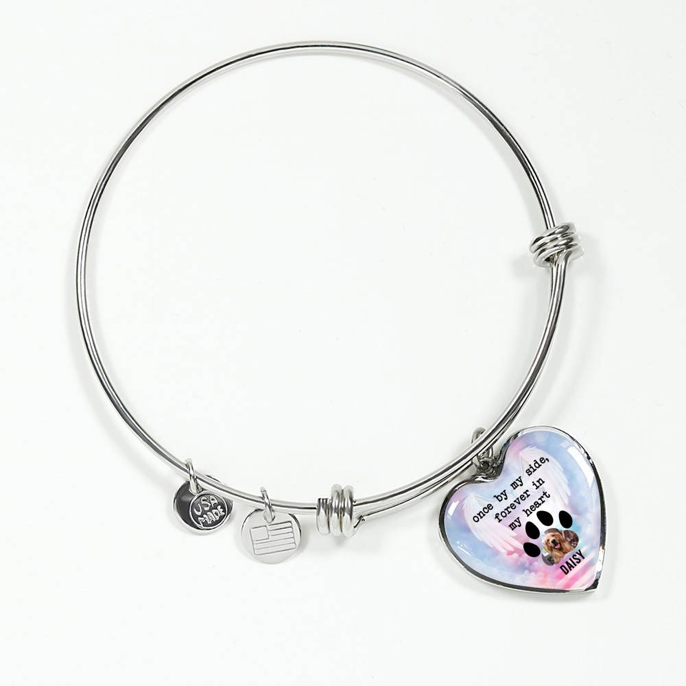 Personalized Photo Once By My Side Forever In My Heart Quote In Memory Of Dog Pet Remembrance Heart Necklace