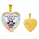 Personalized Photo Once By My Side Forever In My Heart Quote In Memory Of Dog Pet Remembrance Heart Necklace
