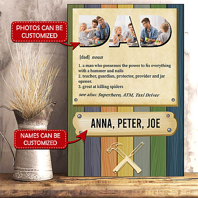 Personalized Photo Funny Saying To My Carpenter Dad Definition Woodworker Father's Day Custom Canvas Poster