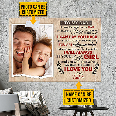 Personalized Photo I Know It's Not Easy For A Man To Raise A Child Framed Canvas Prints - Unframed Poster