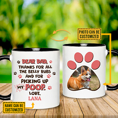 Alternative view of Custom Photo Dear Dad Thanks For All The Belly Rubs And For Picking Up My Poop Print On 2 Sides Accent Mug