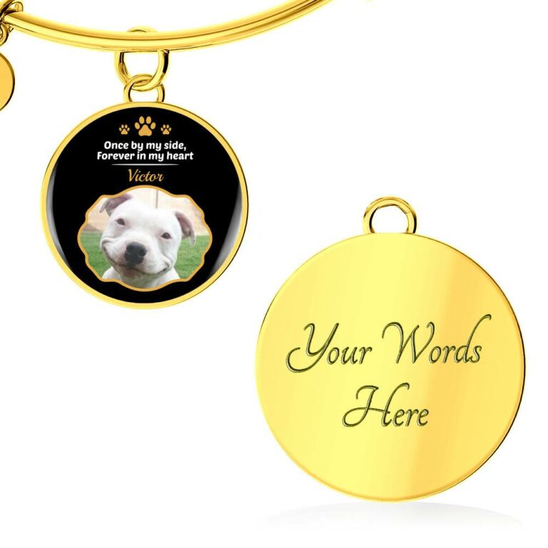 Personalized Photo Once By My Side Forever In My Heart Dog Memorial Circle Pendant Necklace