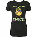Happily Retired Ladies Tshirt, Vintage Black, Premium Ladies T-Shirt