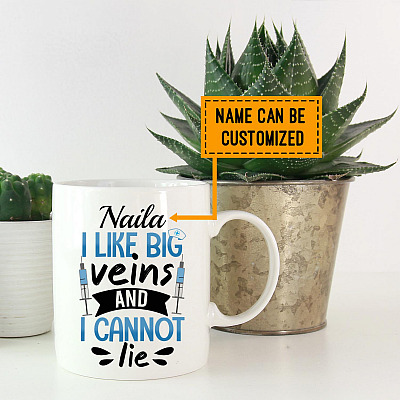 Alternative view of Personalized Nurse I Like Big Veins And I Cannot Lie Ceramic Coffee Mug - Water Bottle