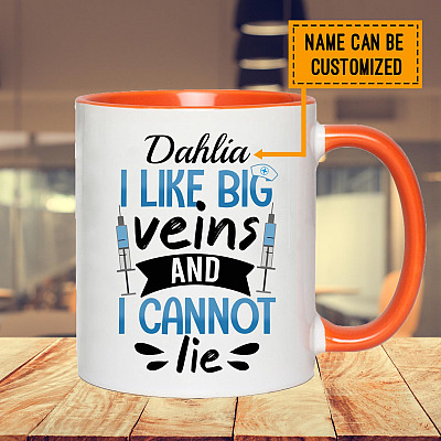 Alternative view of Personalized Nurse I Like Big Veins And I Cannot Lie Accent Coffee Mug