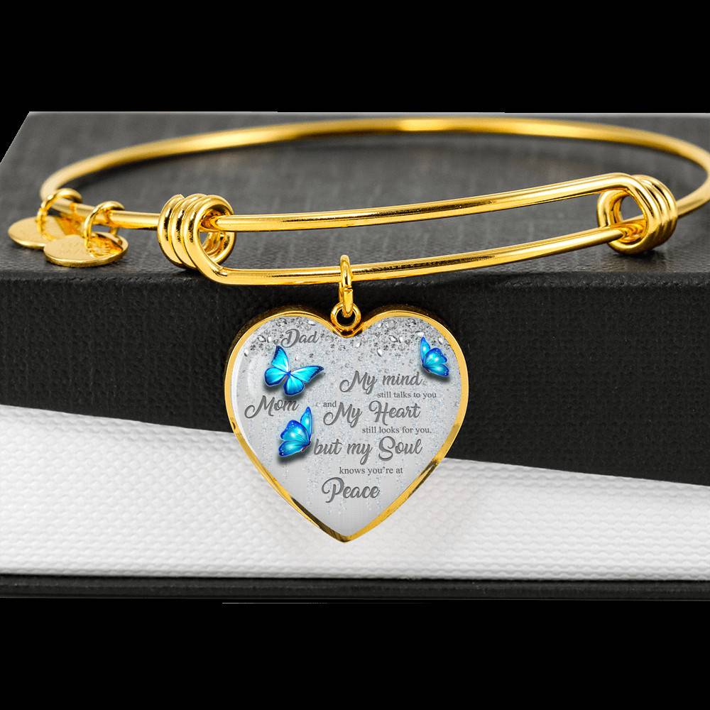 Personalized Butterflies My Mind Still Talk To You And My Heart Still Looks For You Heart Pendant Necklace-Bangle