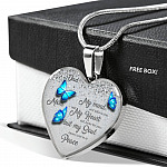 Personalized Butterflies My Mind Still Talk To You And My Heart Still Looks For You Heart Pendant Necklace-Bangle