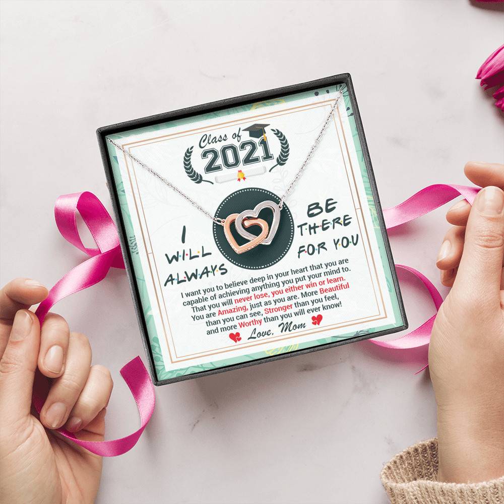 Class Of 2021 Friends I Will Always Be There For You You Are Amazing Just As You Are Joined Interlocking Hearts Necklace Class Of 2021 Friends I Will Always Be There For You You Are Amazing Just As You Are Joined Interlocking Hearts Necklace