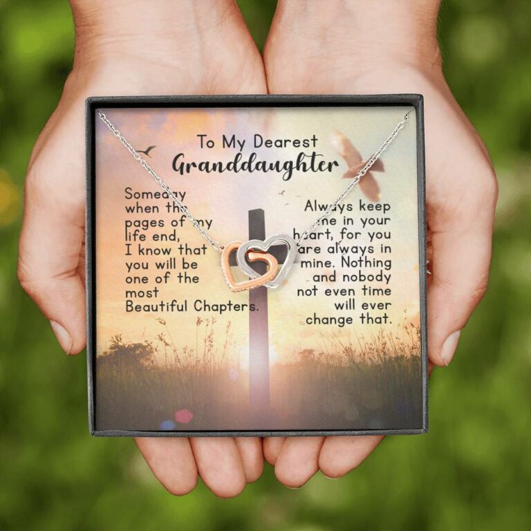 To My Dearest Granddaughter Interlocking Hearts Pendant Necklace - Gift For Granddaughter