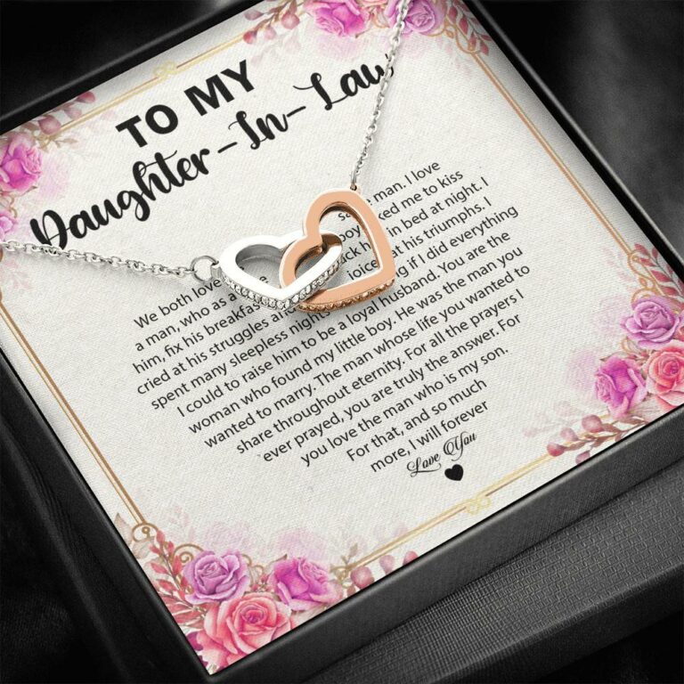 To My Daughter In law we Both Love The Same Man Interlocking Hearts Pendant Necklace - Gift For Daughter In Law Gift