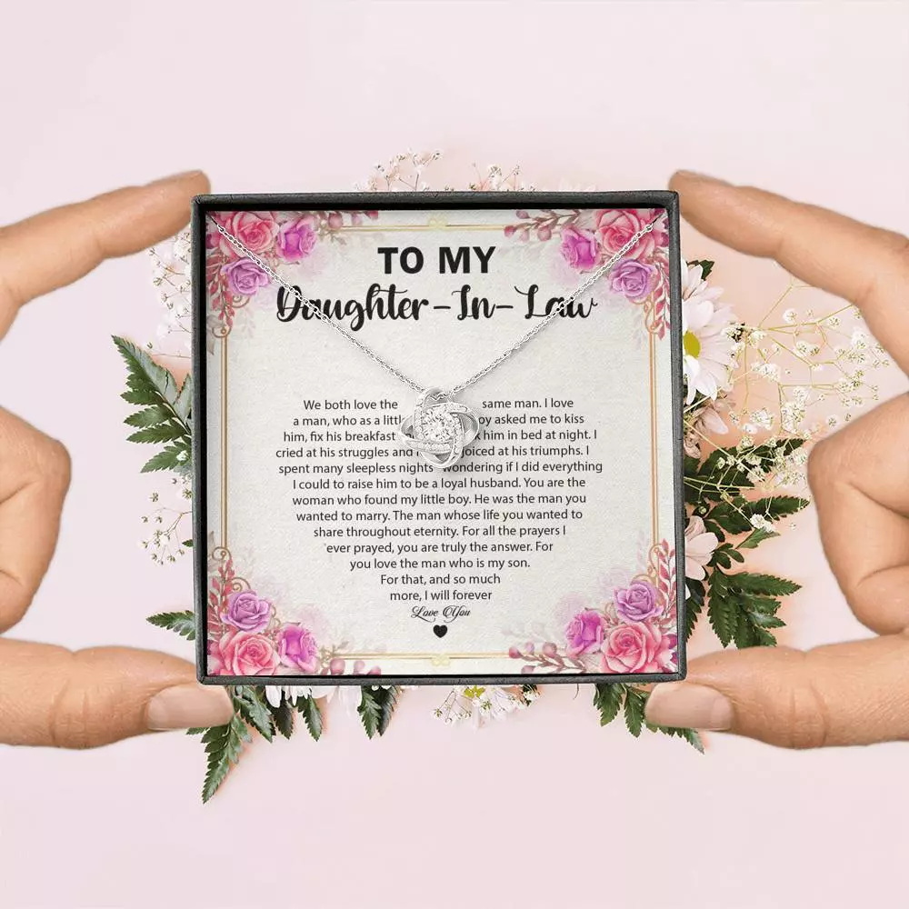 To My Daughter In law we Both Love The Same Man Love Knot Pendant Necklaces - Gift For Daughter In Law Gift