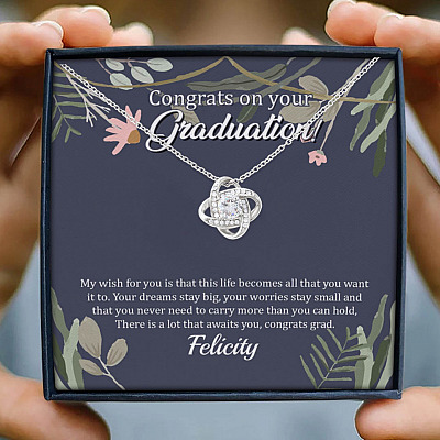 Alternative view of Personalized Congrats On Your Graduation Love Knot Pendant Necklace - Congrats Graduation Necklace