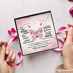 To A Truly Inspiring Fighter Interlocking Hearts Pendant Necklace - Breast Cancer Warrior Gift