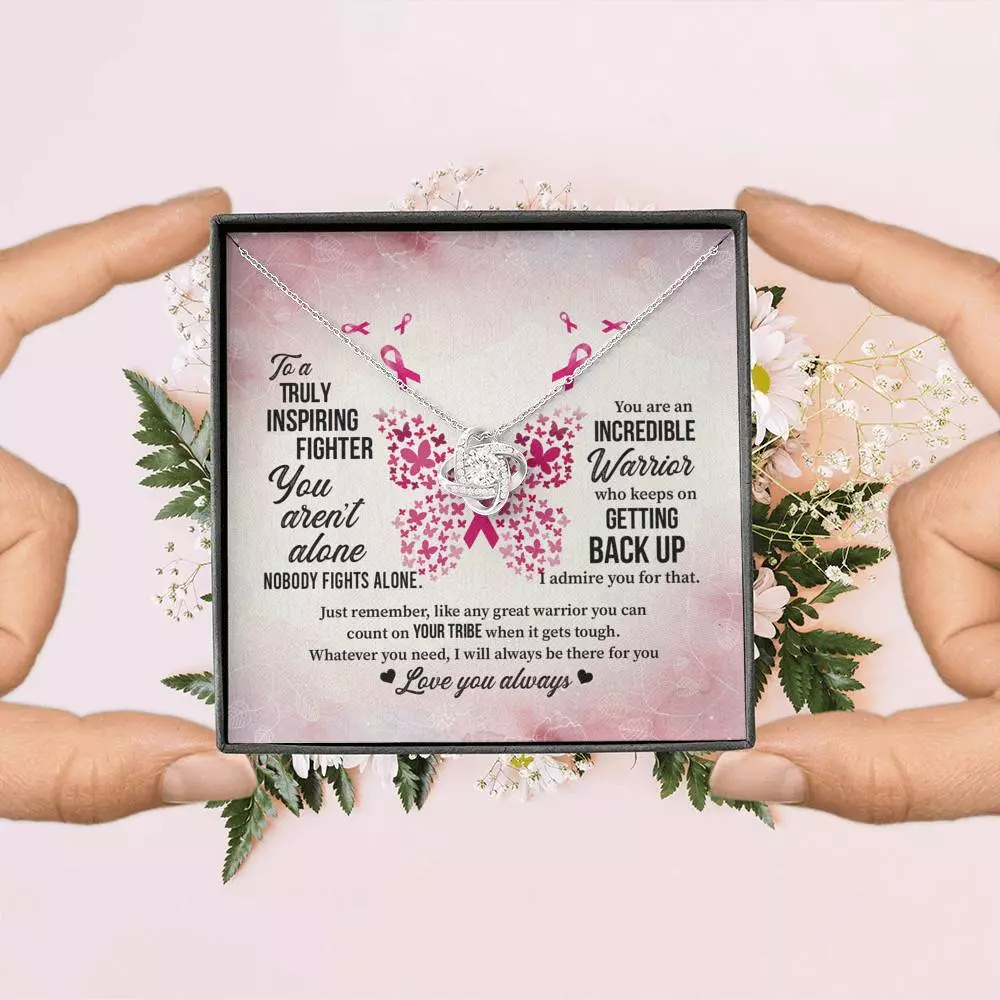 To A Truly Inspiring Fighter Love Knot Pendant Necklaces - Breast Cancer Warrior Gift To A Truly Inspiring Fighter Love Knot Pendant Necklaces - Breast Cancer Warrior Gift