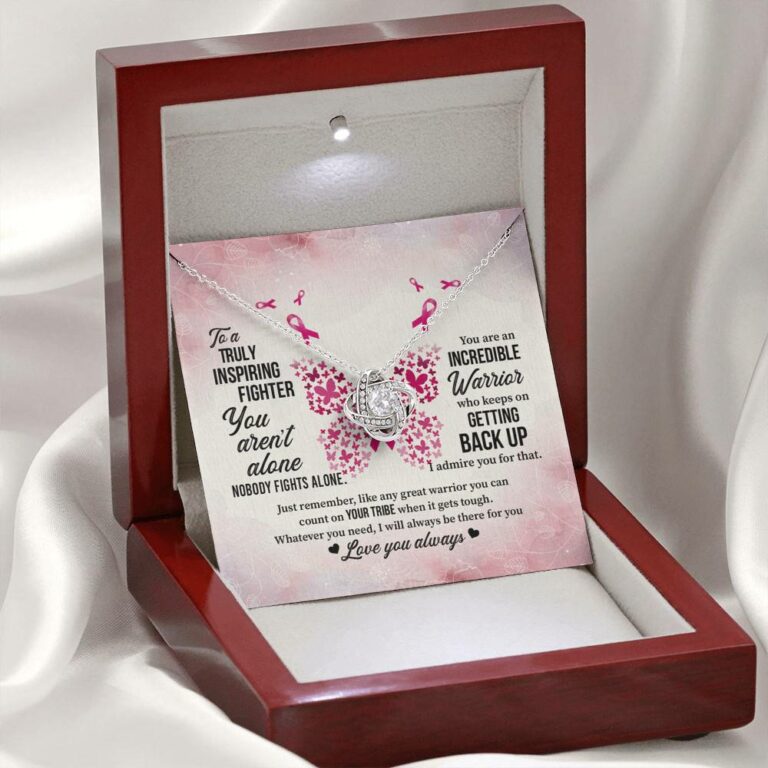 To A Truly Inspiring Fighter Love Knot Pendant Necklaces - Breast Cancer Warrior Gift