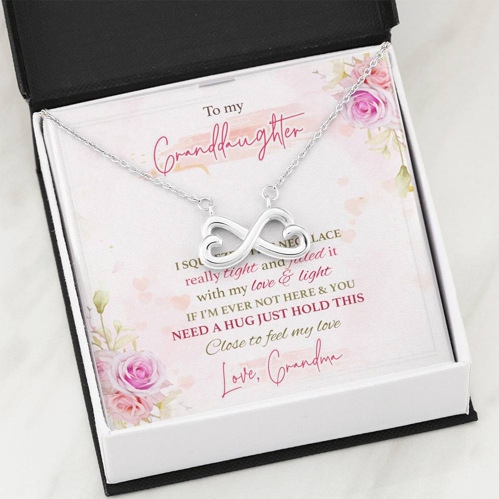 To My Granddaughter I Squeezed This Necklace Really Tight From Grandma Infinity Heart Pendant Necklace To My Granddaughter I Squeezed This Necklace Really Tight From Grandma Infinity Heart Pendant Necklace