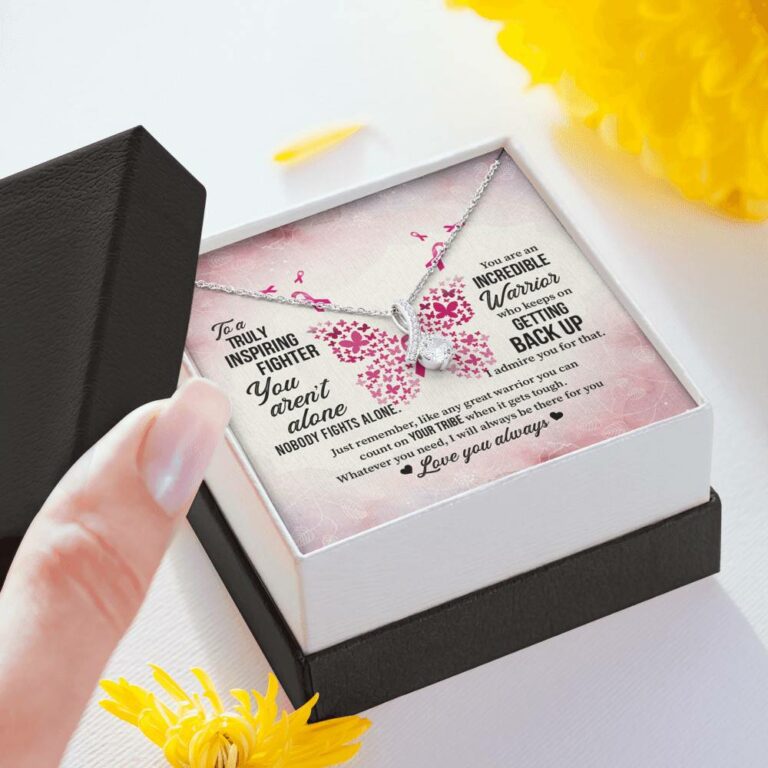 To A Truly Inspiring Fighter Alluring Beauty Pendant Necklace - Breast Cancer Warrior Gift