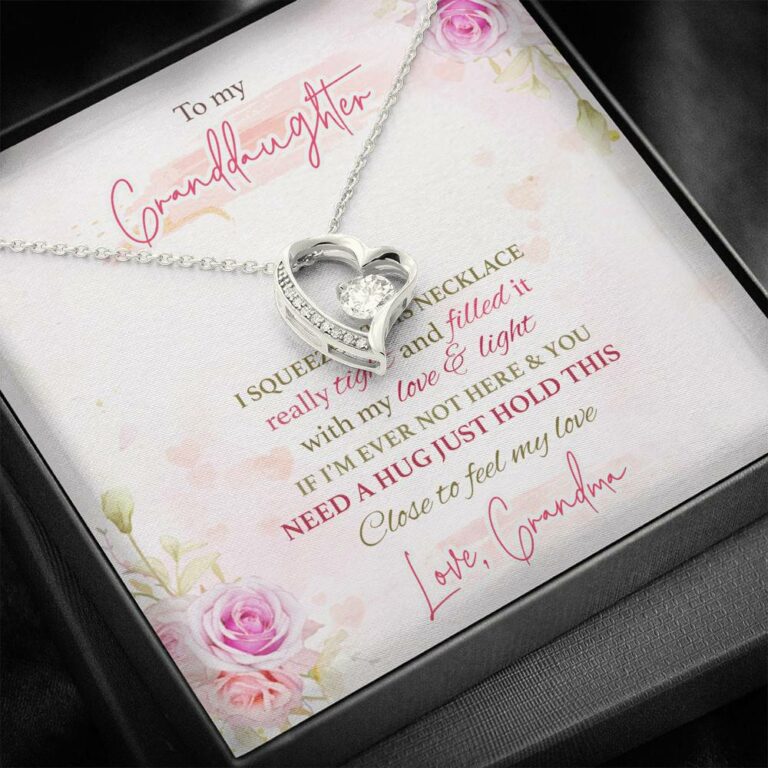 To My Granddaughter I Squeezed This Necklace Really Tight From Grandma Forever Love Heart Pendant Necklace