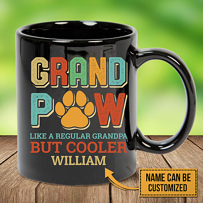 Personalized Grand Paw Like A Regular Grandpa But Cooler Ceramic Coffee Mug - Beer Stein - Water Bottle