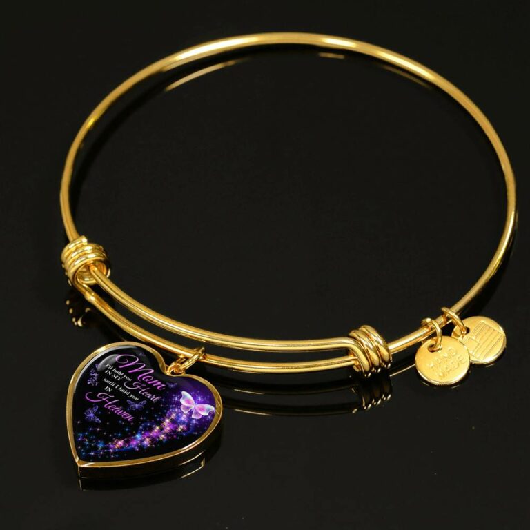 Angel Wings Mom I'll Hold You in My Heart Until I Hold You in Heaven Heart Pendant Necklace - Bangle