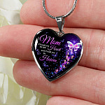 Angel Wings Mom I'll Hold You in My Heart Until I Hold You in Heaven Heart Pendant Necklace - Bangle