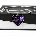 Angel Wings Mom I'll Hold You in My Heart Until I Hold You in Heaven Heart Pendant Necklace - Bangle