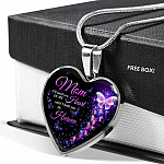 Angel Wings Mom I'll Hold You in My Heart Until I Hold You in Heaven Heart Pendant Necklace - Bangle