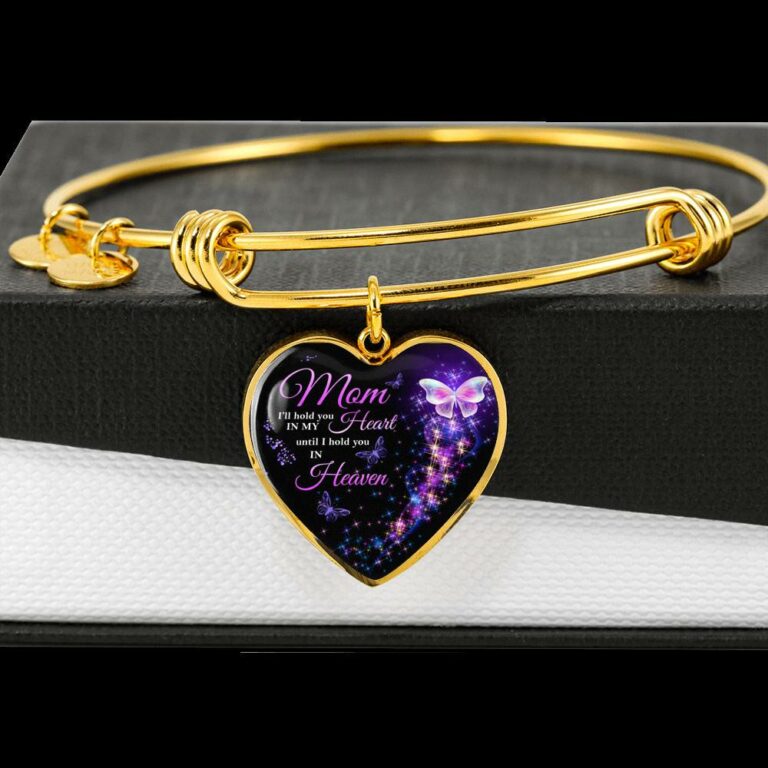 Angel Wings Mom I'll Hold You in My Heart Until I Hold You in Heaven Heart Pendant Necklace - Bangle