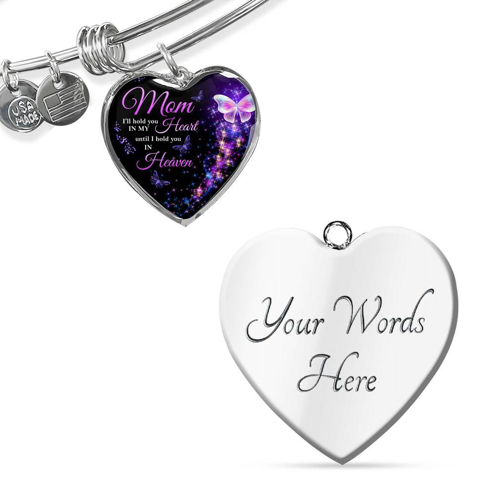 Angel Wings Mom I'll Hold You in My Heart Until I Hold You in Heaven Heart Pendant Necklace - Bangle Angel Wings Mom I'll Hold You in My Heart Until I Hold You in Heaven Heart Pendant Necklace - Bangle