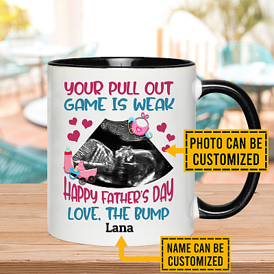 Alternative view of Personalized Photo Your Pull Out Game Is Weak Happy Father's Day Accent Mug - Ceramic Coffee Mug