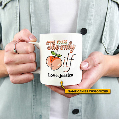 Personalized The Only Milf Peach Ceramic Coffee Mug - Beer Stein - Water Bottle - Color Changing Mug