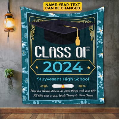 Alternative view of Personalized Class of 2023 2024 Fleece Blanket - Mink Sherpa Blanket - Woven Blanket - Graduation Gift