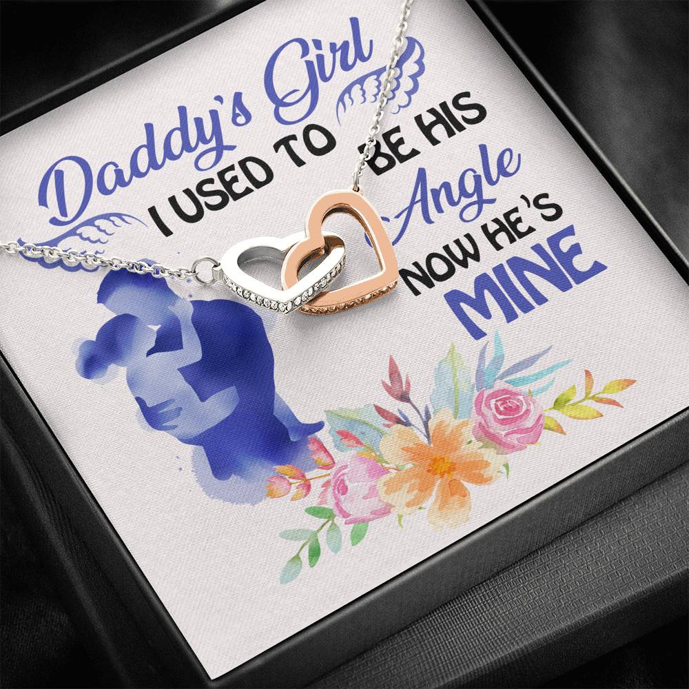Father and Daughter Daddy's Girl I Used to Be His Angel Now He's Mine Memorial Interlocking Hearts Pendant Necklace Father and Daughter Daddy's Girl I Used to Be His Angel Now He's Mine Memorial Interlocking Hearts Pendant Necklace