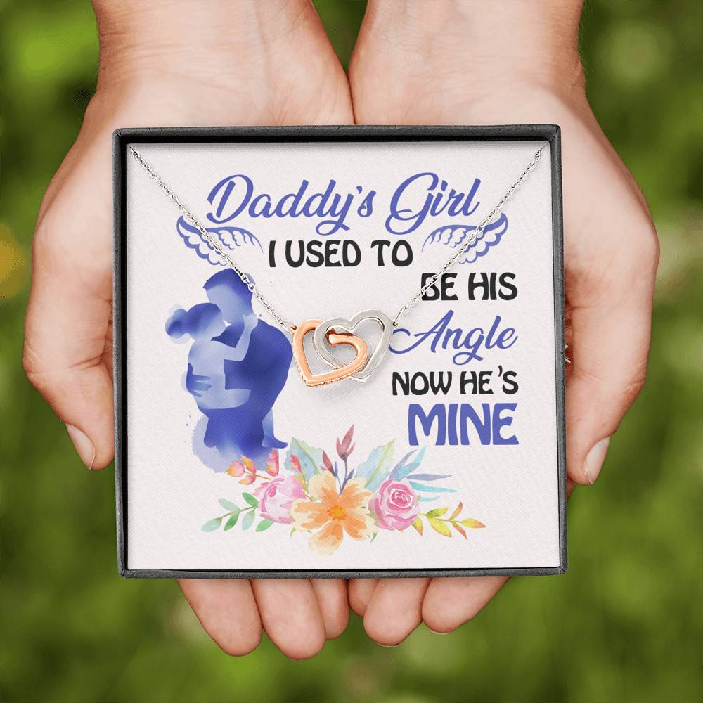 Father and Daughter Daddy's Girl I Used to Be His Angel Now He's Mine Memorial Interlocking Hearts Pendant Necklace Father and Daughter Daddy's Girl I Used to Be His Angel Now He's Mine Memorial Interlocking Hearts Pendant Necklace