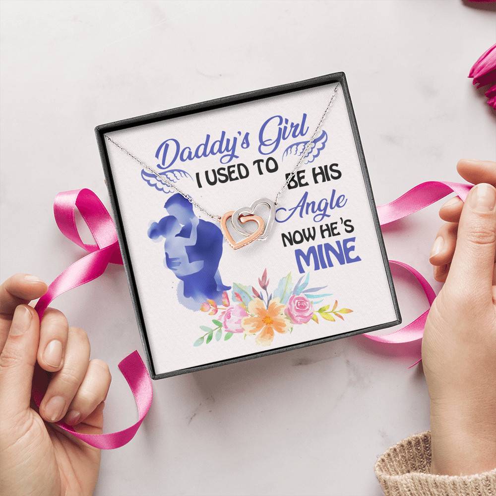 Father and Daughter Daddy's Girl I Used to Be His Angel Now He's Mine Memorial Interlocking Hearts Pendant Necklace Father and Daughter Daddy's Girl I Used to Be His Angel Now He's Mine Memorial Interlocking Hearts Pendant Necklace