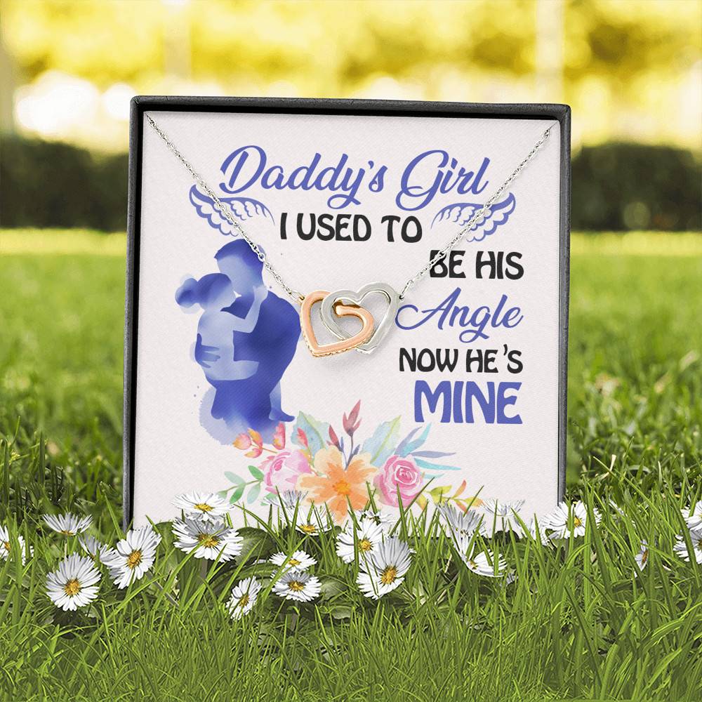Father and Daughter Daddy's Girl I Used to Be His Angel Now He's Mine Memorial Interlocking Hearts Pendant Necklace Father and Daughter Daddy's Girl I Used to Be His Angel Now He's Mine Memorial Interlocking Hearts Pendant Necklace