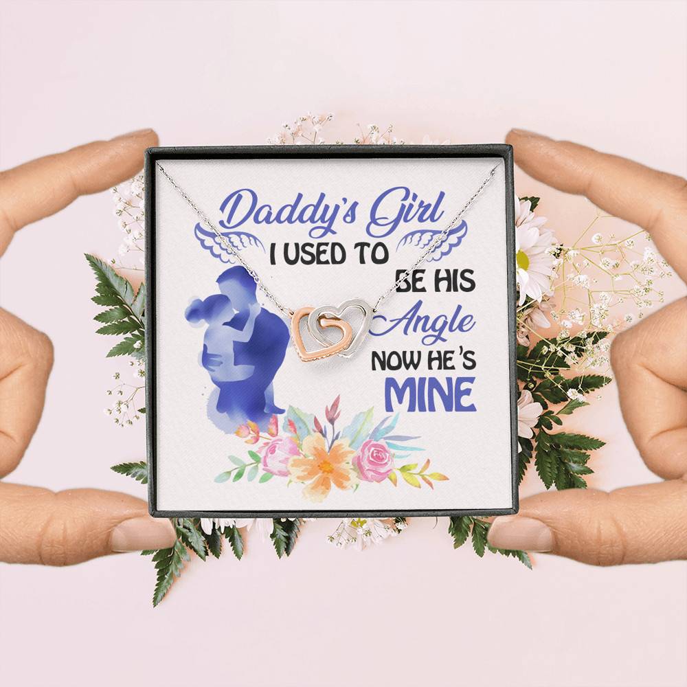 Father and Daughter Daddy's Girl I Used to Be His Angel Now He's Mine Memorial Interlocking Hearts Pendant Necklace Father and Daughter Daddy's Girl I Used to Be His Angel Now He's Mine Memorial Interlocking Hearts Pendant Necklace