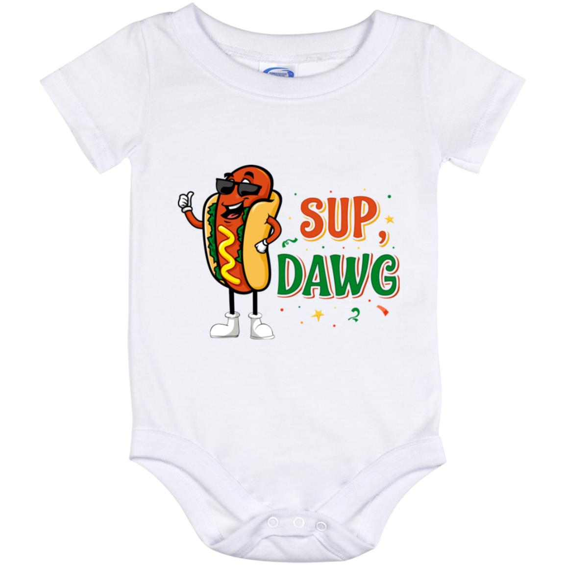 Funny Sup-Dawg BABY ONESIE, White, Baby Onesie - 12 Month Funny Sup-Dawg BABY ONESIE, White, Baby Onesie - 12 Month