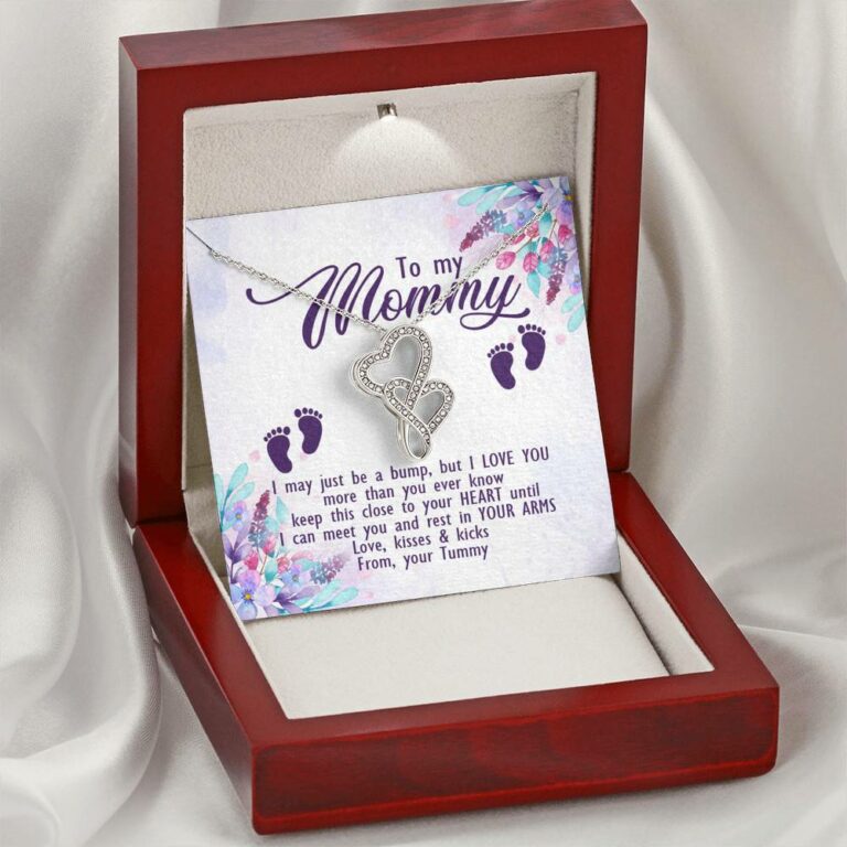 To My Mommy I May Just Be A Bump But I Love You More Than You Ever Know Love Your Tummy Double Hearts Necklace