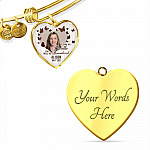 Personalized Photo In Loving Memory As Long As I Breathe You Will Be Remember Heart Pendant Necklace - Bangle