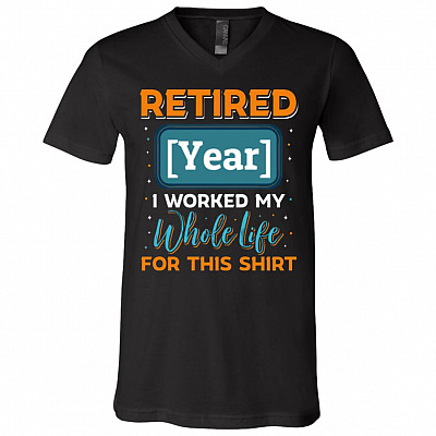retire tee, Black, V-Neck T-Shirt