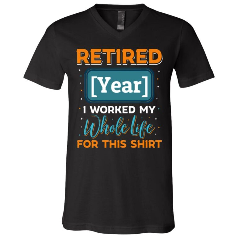 retire tee, Black, V-Neck T-Shirt
