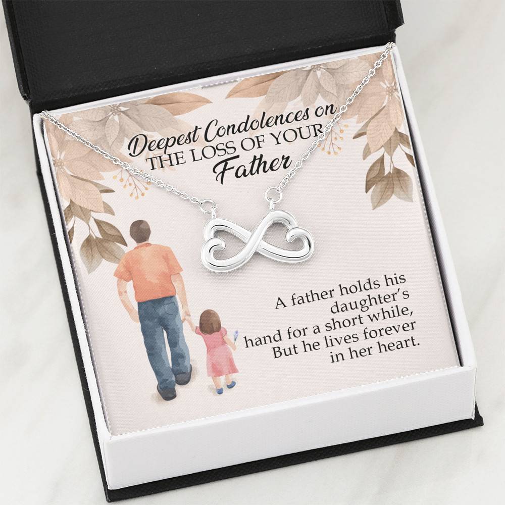 Dad Memorial a Father Holds His Daughter's Hand for a Short While Infinity Heart Pendant Necklace Dad Memorial a Father Holds His Daughter's Hand for a Short While Infinity Heart Pendant Necklace