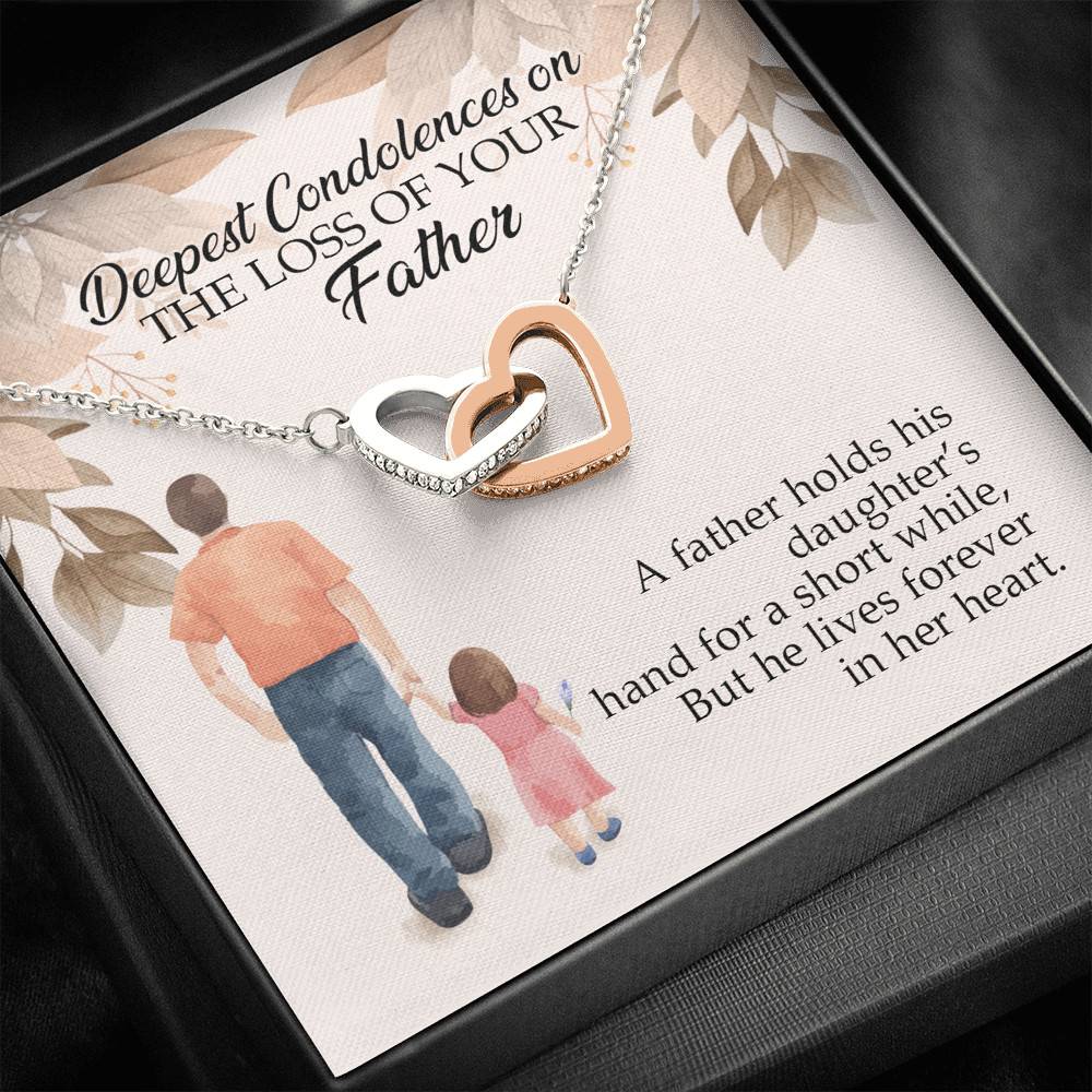 Dad Memorial a Father Holds His Daughter's Hand for a Short While Interlocking Heart Pendant Necklace